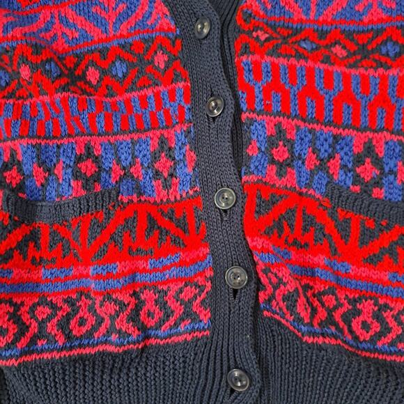 Peruvian Connection Pima Cotton Intarsia Aztec Tribal Heavy Knit Sweater L Women - Picture 5 of 7